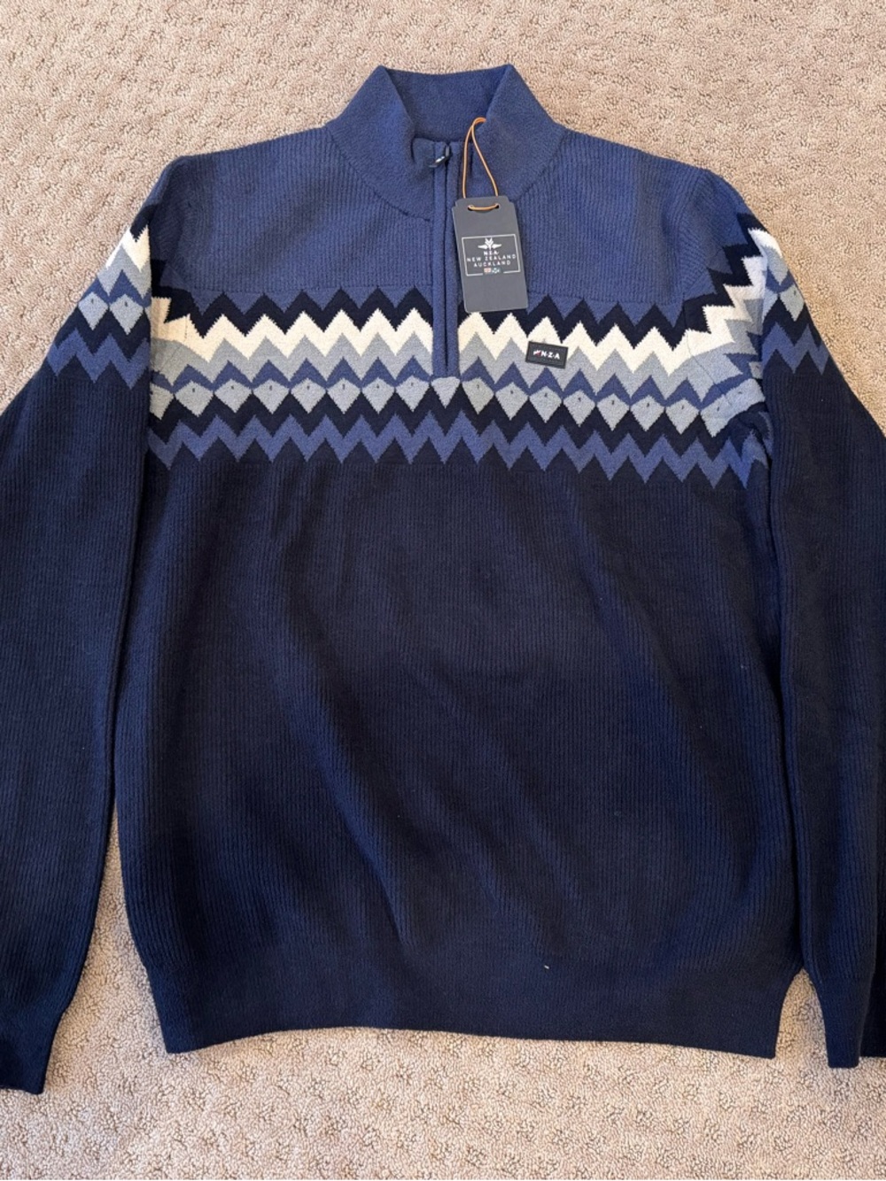 Nza New Zealand 25KN494 half zip sweater classic Navy Men’s Large - New